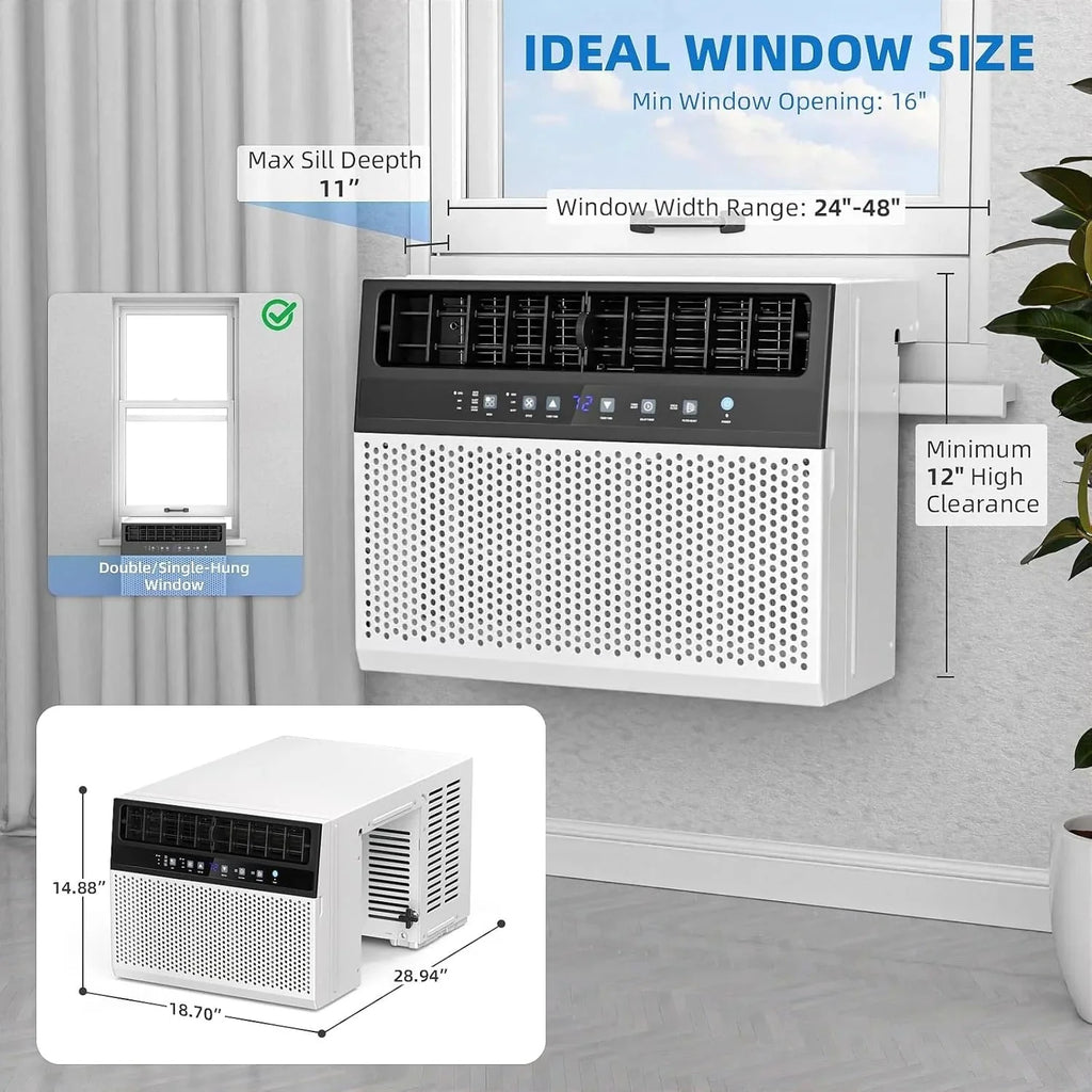 2026 Antarctic Star 12,000 BTU U-shaped window air conditioner, cools rooms up to 550 square feet with 6 modes, 24-hour timer, ultra-quiet window air conditioner