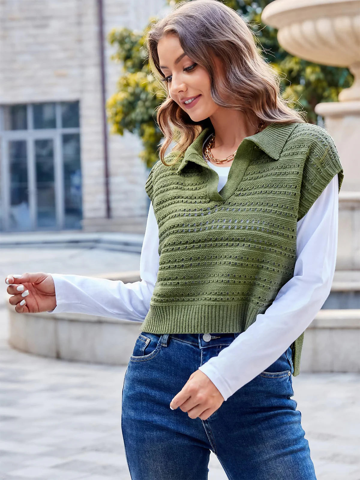 2026 Polo Sleeveless V-Neck Knit Sweater