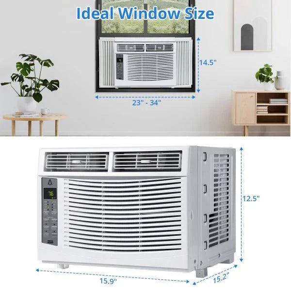 2026 Window air conditioner with reusable filter and controls, 6000 BTU, 115 V~, suitable for rooms up to 250 square feet