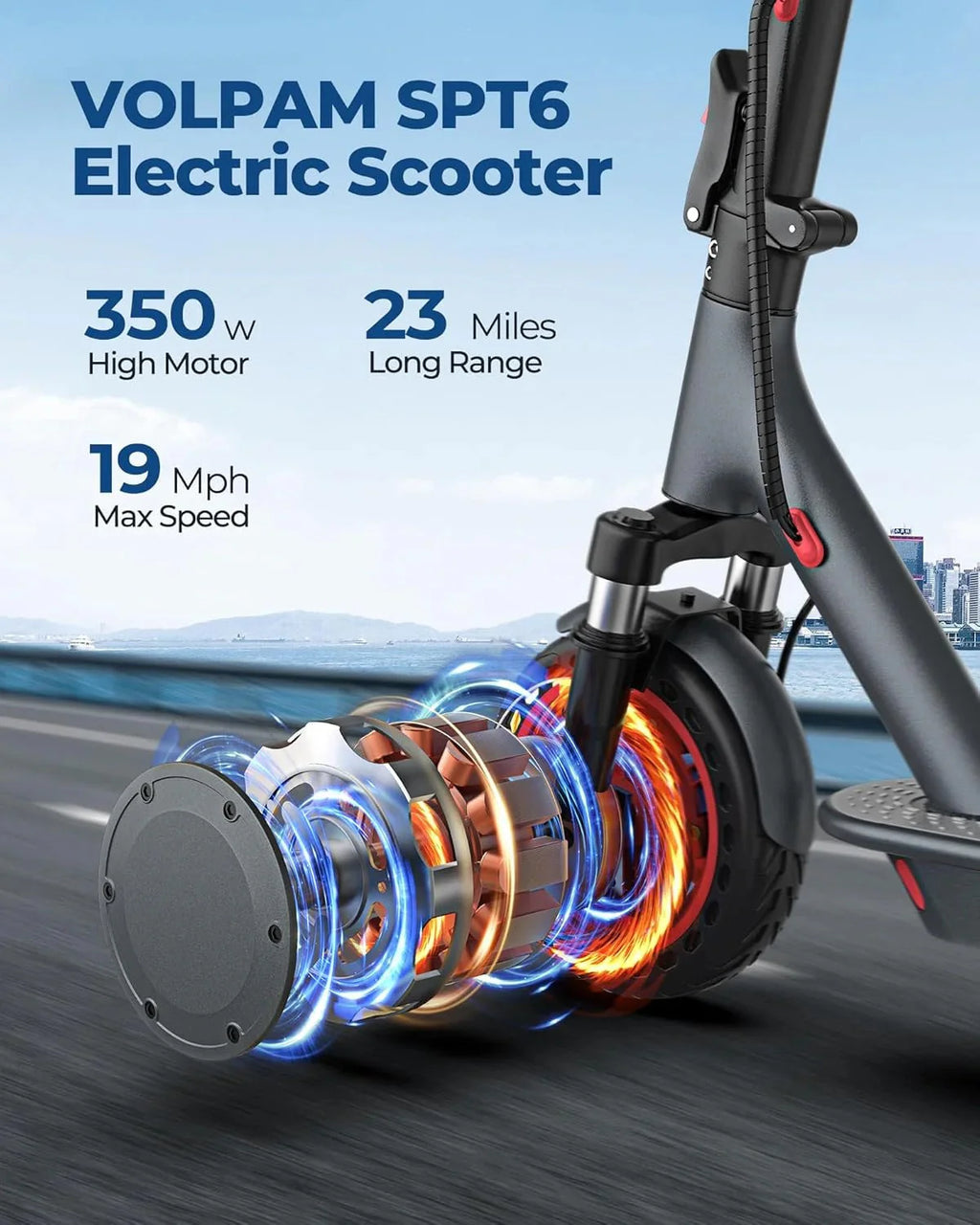 2026 Electric scooter, 350W/500W powerful motor, 8.5"/10" solid rubber tires, 19/22 mph, 28/21/12 mile range, dual brakes