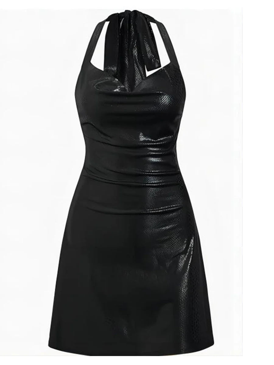 2026 Halterneck Satin Mini Dress