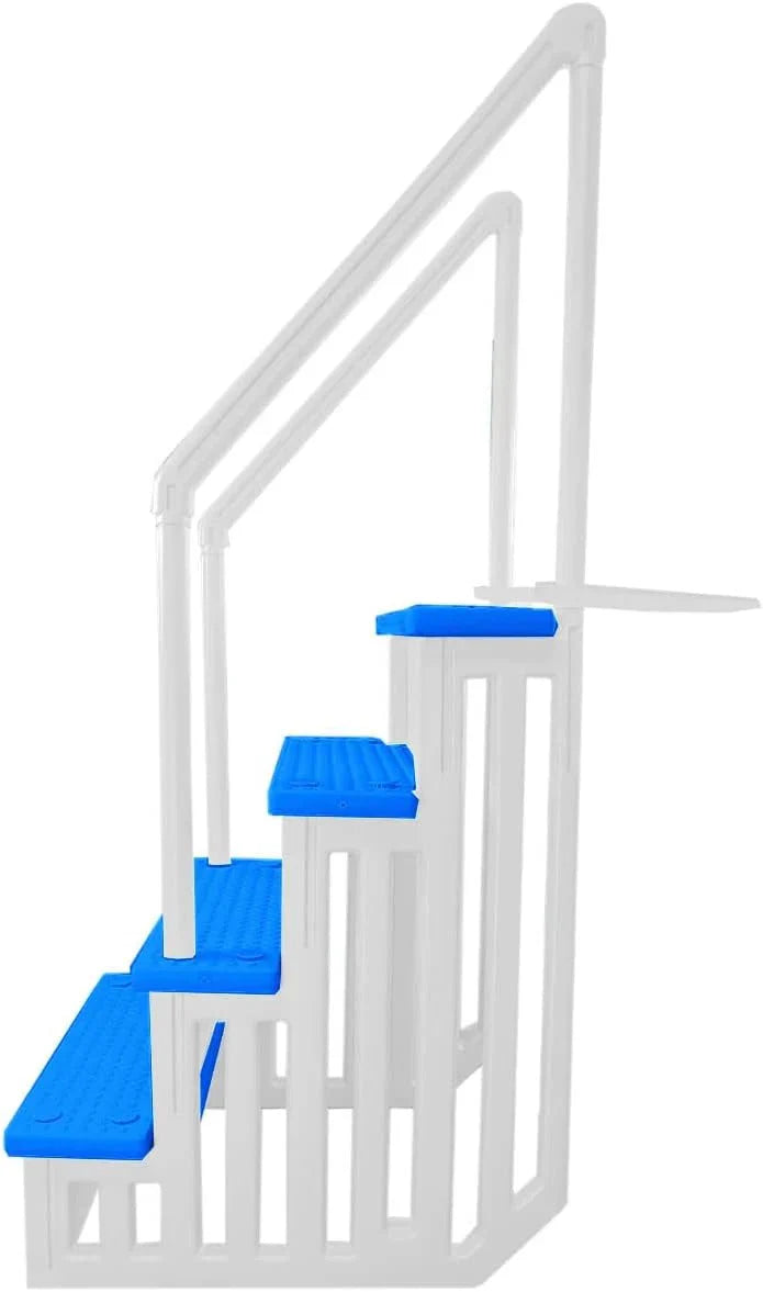 2026 Non-slip pool entrance steps | Gray | Suitable for above-ground pools | Can be installed on patios with a height of 122 to 137 cm | Maximum load capacity 136 kg
