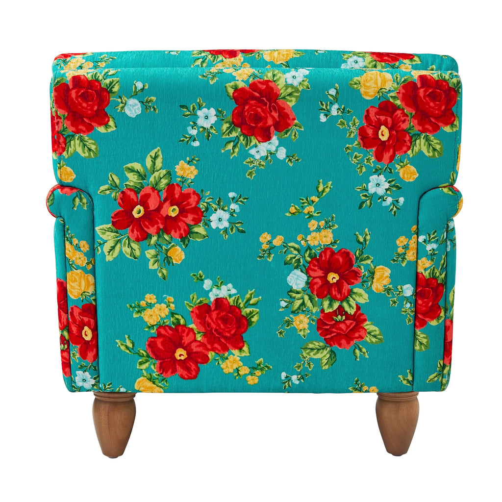 2026 The Pioneer Woman Vintage Floral Low Back Fabric Accent Chair, Teal