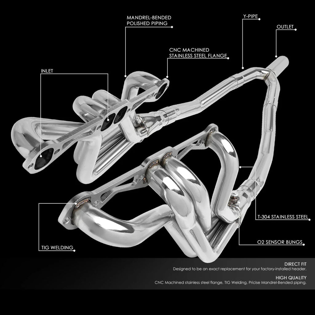82-92 Chevy Camaro Pontiac Firebird V8 SBC AT Tri-Y Long Tube Exhaust Header - Stainless Steel