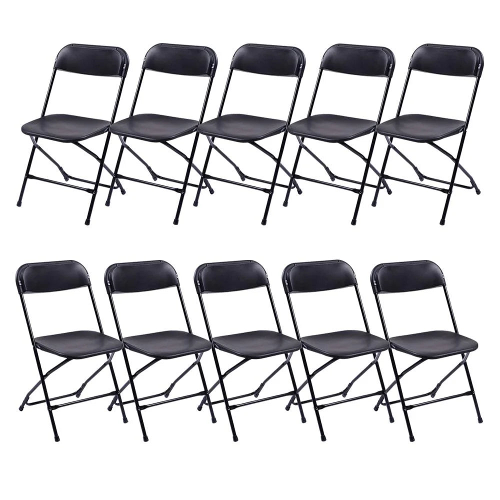 2026 Ktaxon 6ft White Folding Table and 10 Pack Folding Chairs Black, Plastic Table and Chair Set