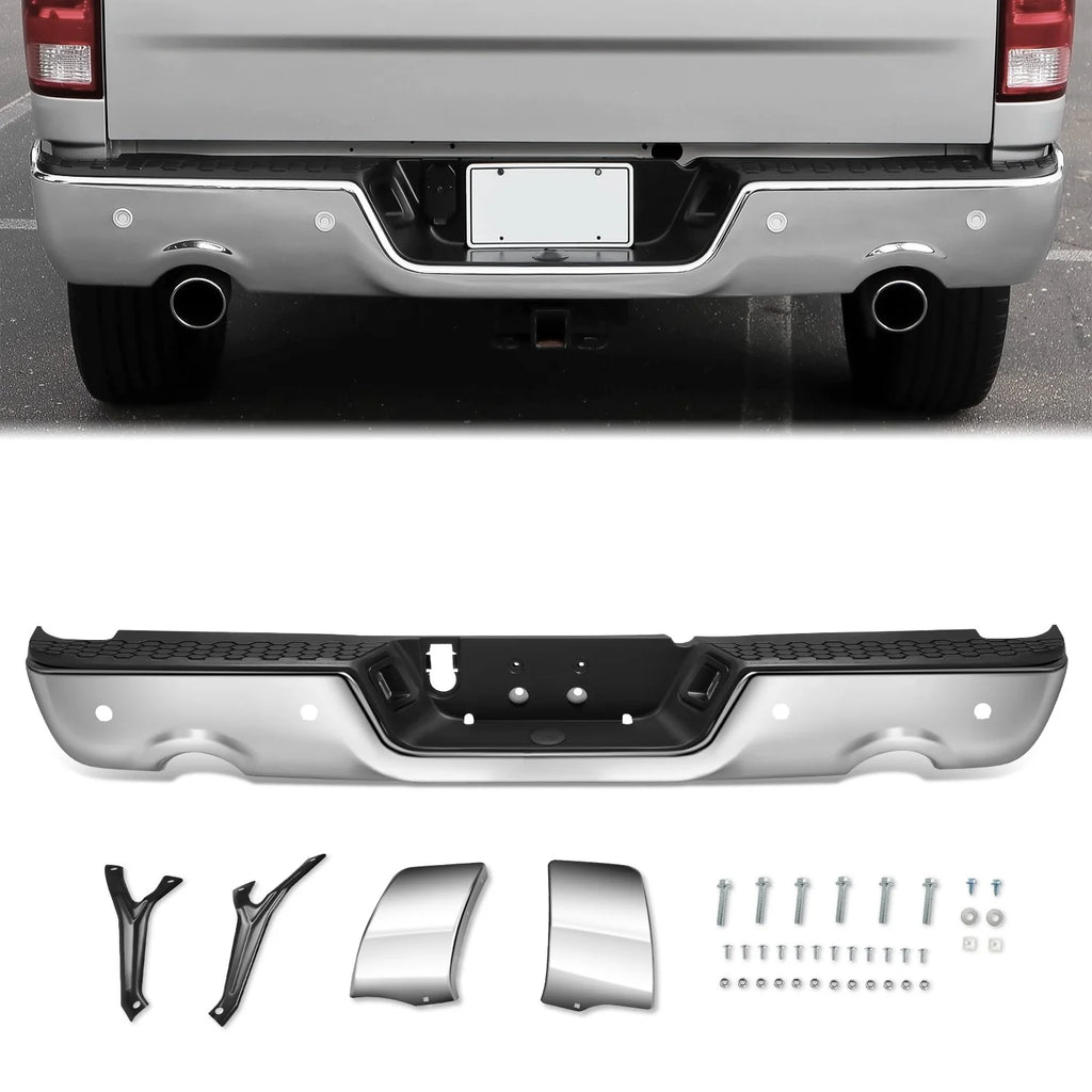 Modular Style Rear Step Bumper w/Dual Exhaust+Sensor Holes  09-19 Dodge Ram 1500 2500 3500