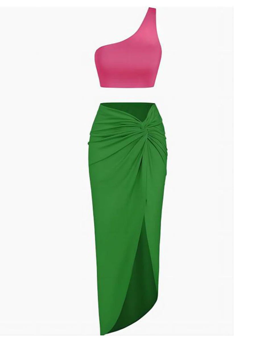 2026 High-Slit Twist Skirt Dress Set