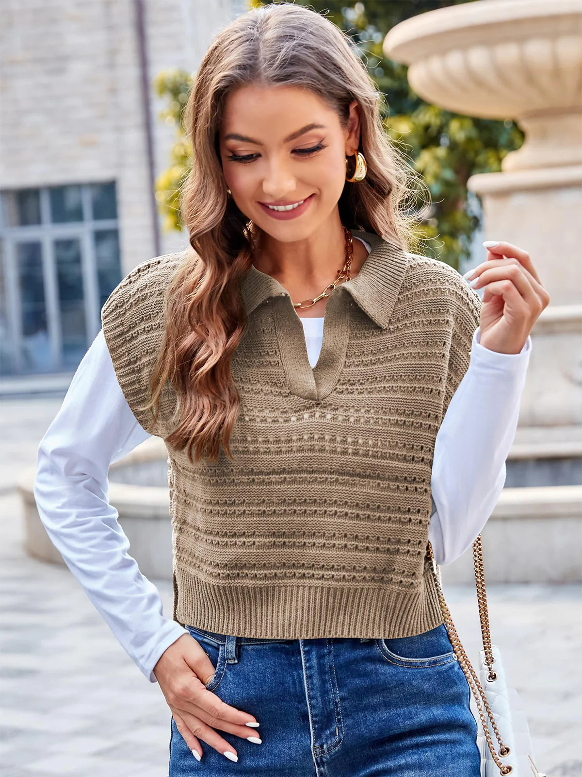 2026 Polo Sleeveless V-Neck Knit Sweater