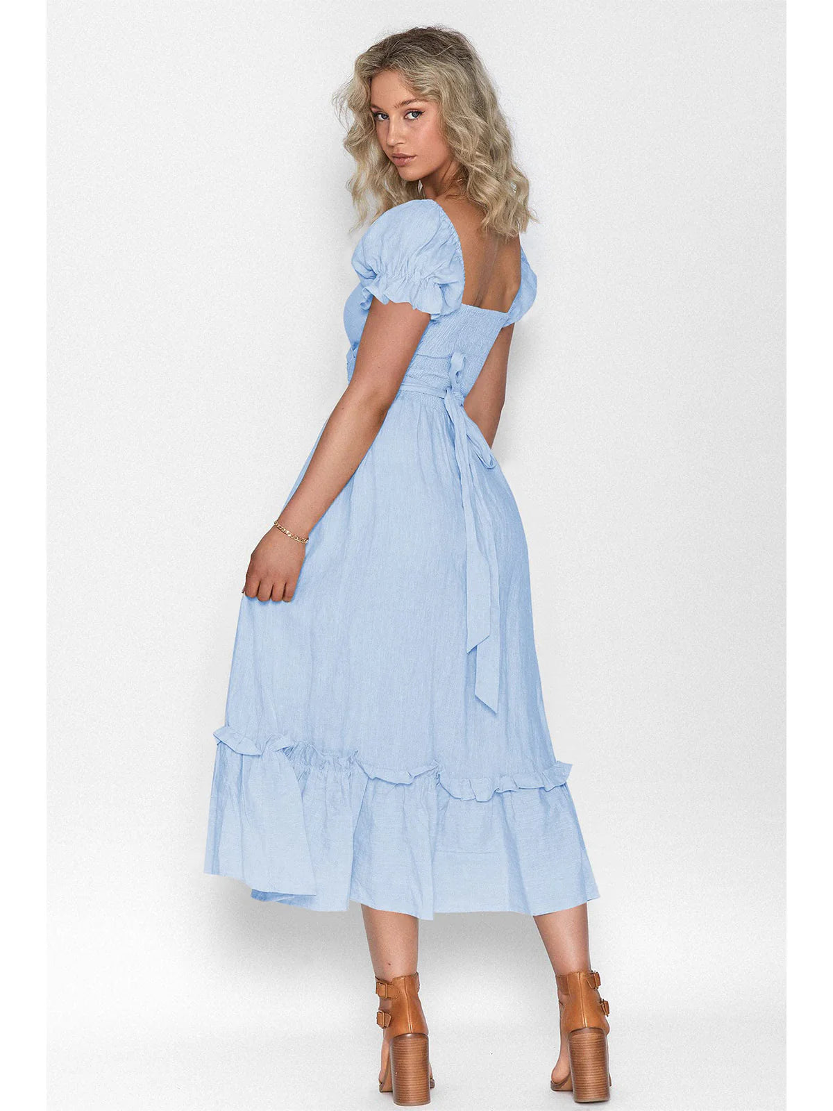 2026 Boho Tie-Waist Homecoming Dress