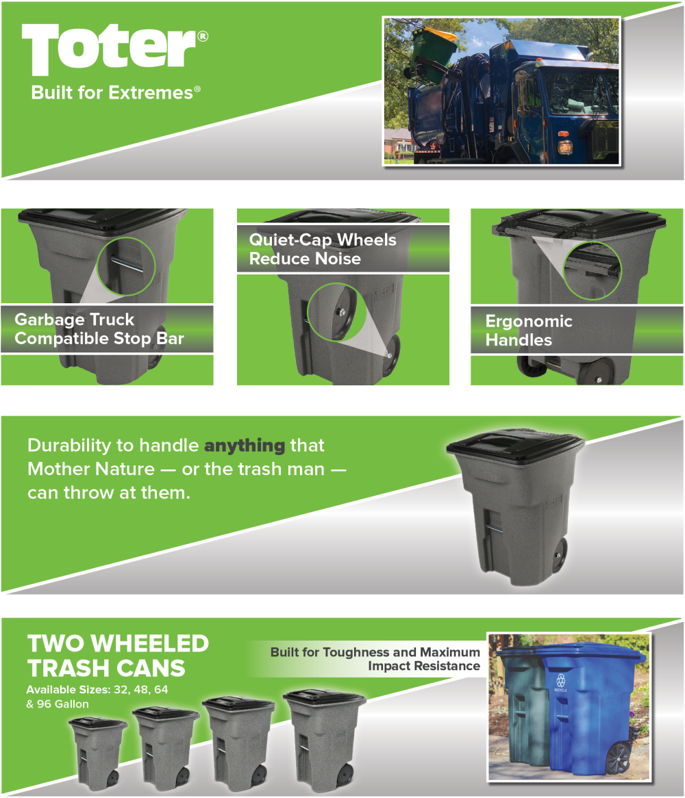 2026 Toter 96 Gallon Trash Can with Smooth Wheels and Lid ;
