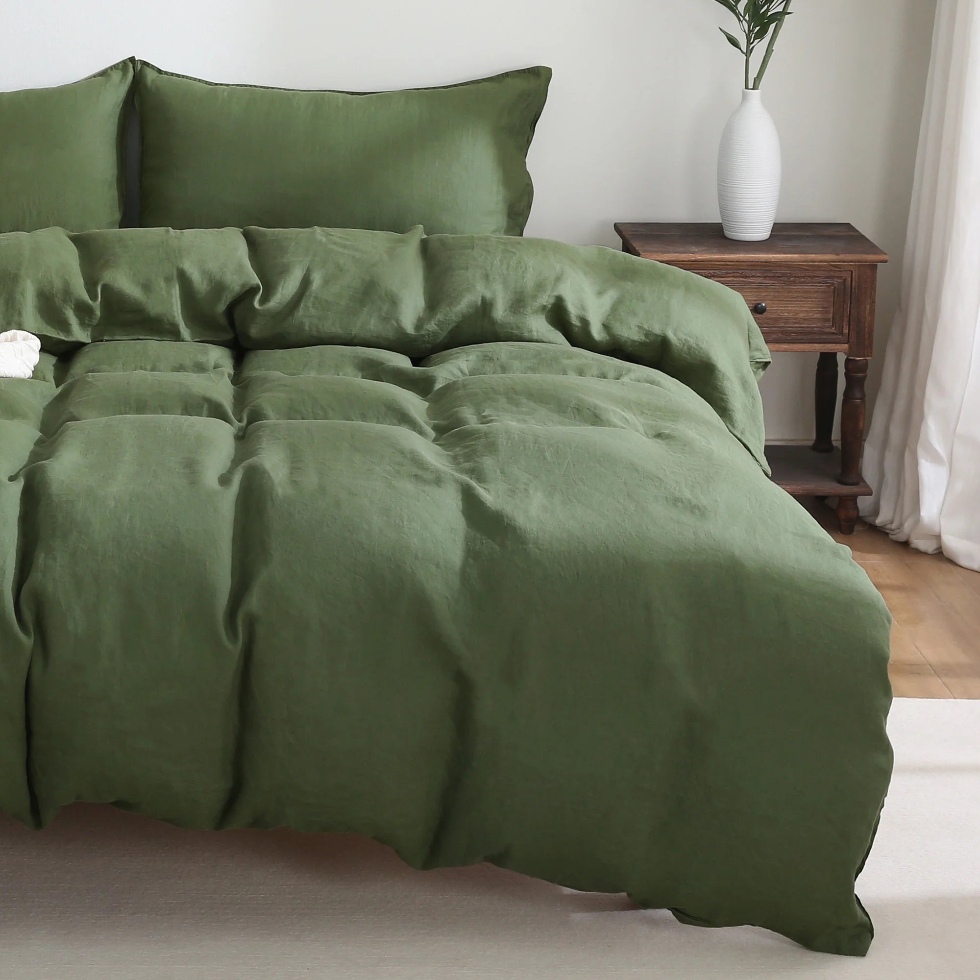 2026 100% Pure Linen Duvet Cover with Button Closure and Corner Ties Soft & Breathable - Natural Full/Queen