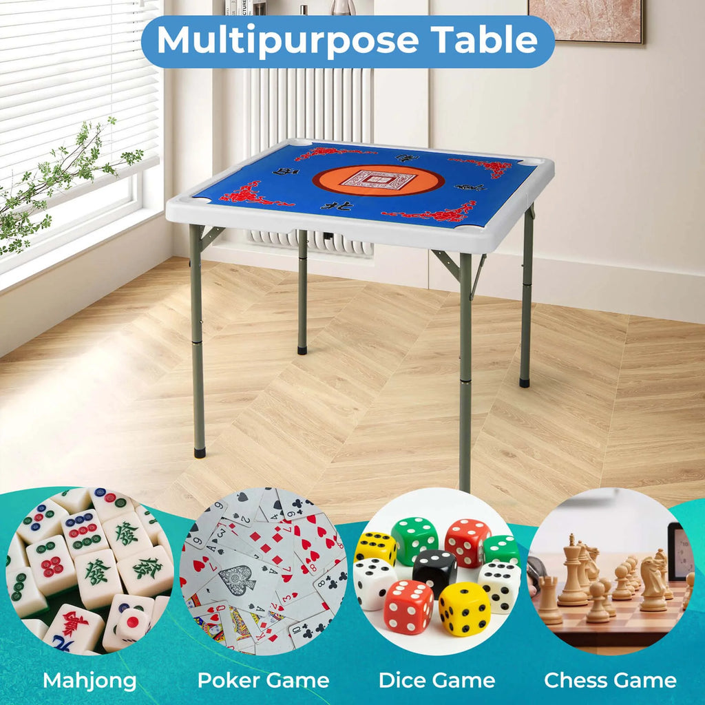 2026 Costway 35" Folding Mahjong Table with Cup Holders & Smooth Felt Mat Carrying Handle Green
