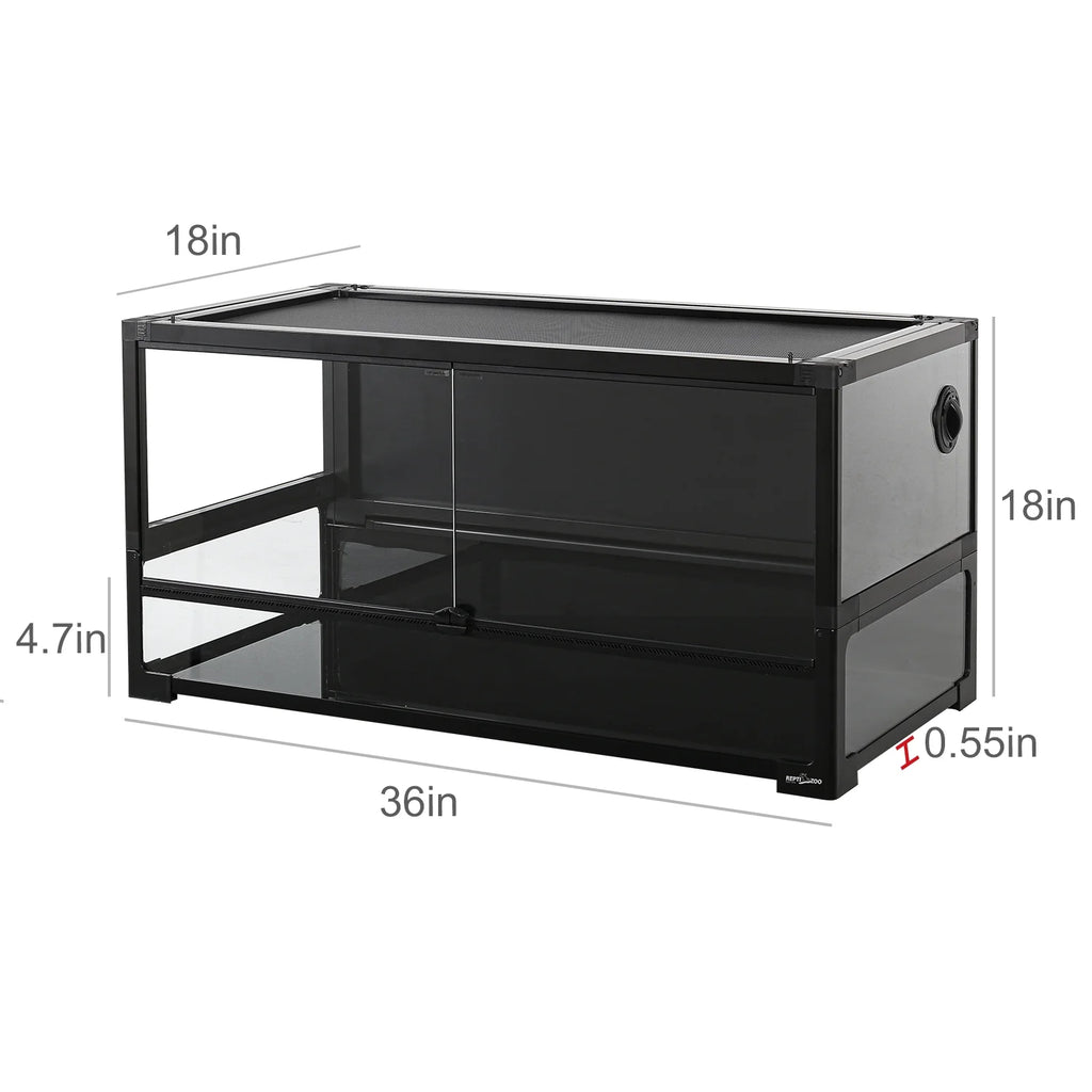 2026 REPTI ZOO 40 Gallon Tempered Glass Reptile Large Terrarium Tank Reptile Terrarium 36"x18"x18", Easy Folding