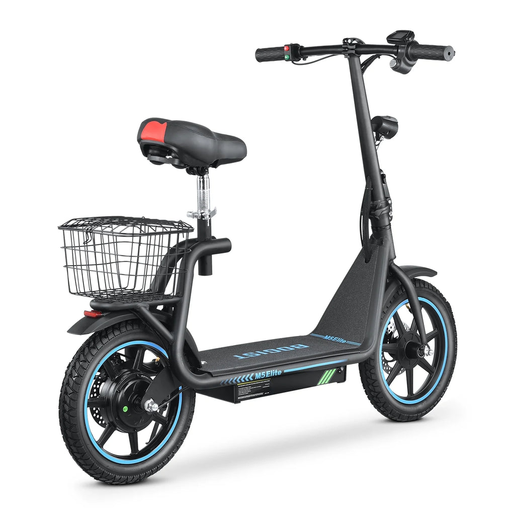 2026 BOGIST Electric Scooter for Adults with Seat, 500W Motor(Peak 800W), 25mph, 45km Range, 48V 13Ah, Electric Bicycle with Basket, BOGIST M5 Elite,Blue