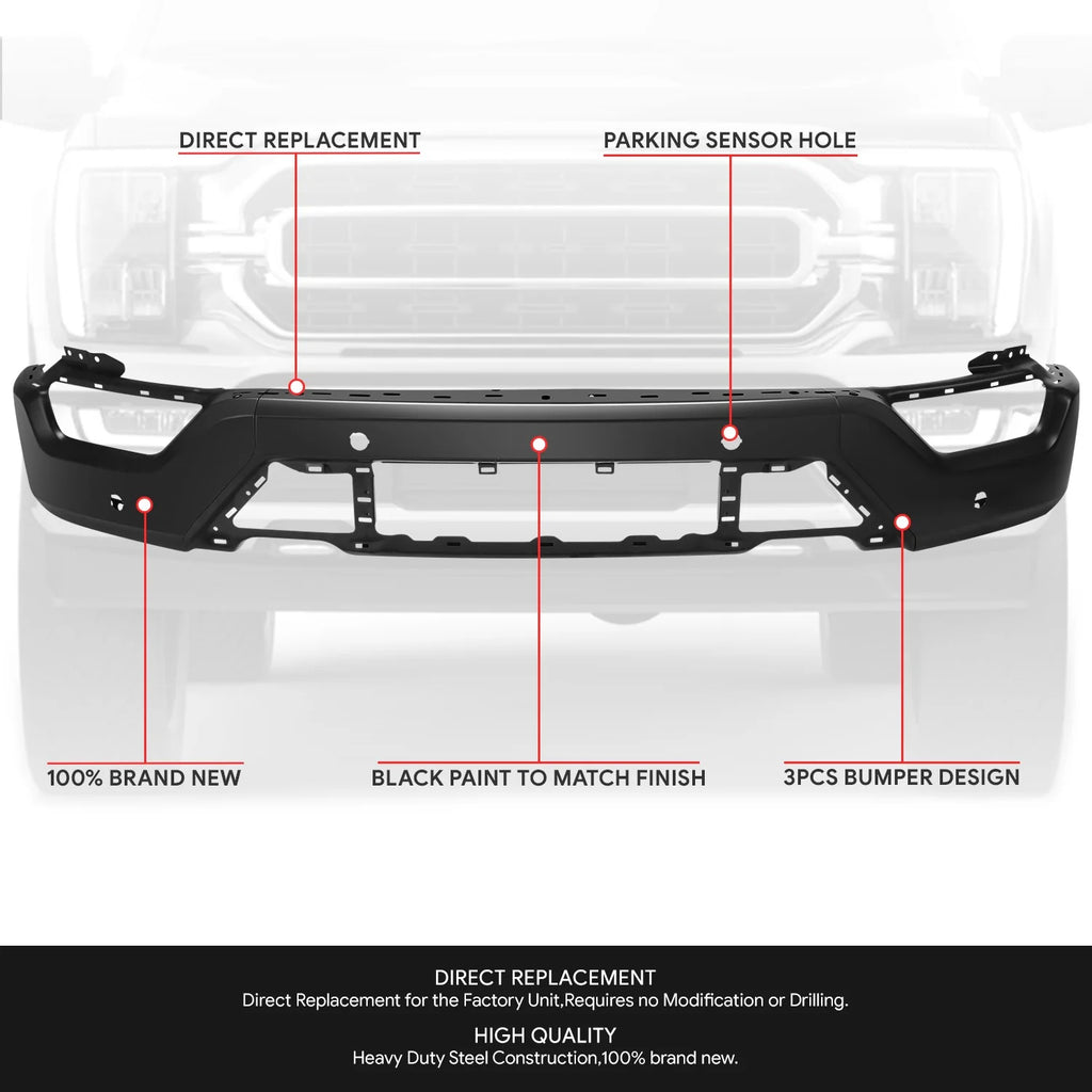 Modular Style Front Bumper w/ Parking Distance Holes21-23 Ford F-150