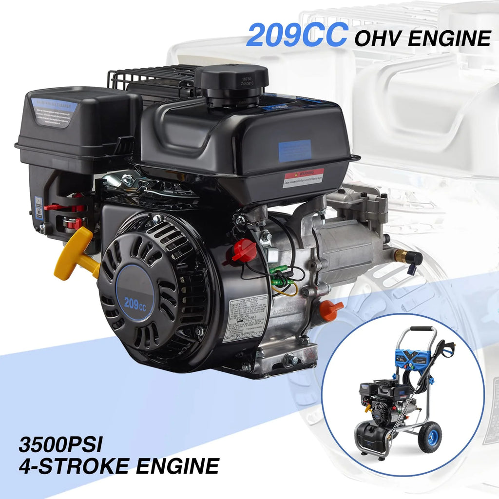 2026 Efurden 3500PSI Gas Pressure Washer, 2.3GPM Gas Powered High Pressure Clean Machine with 209CC Engine, 4 Adjustable Nozzles for Cleaning Walls, Terraces, Vehicles, Gardens (Blue)