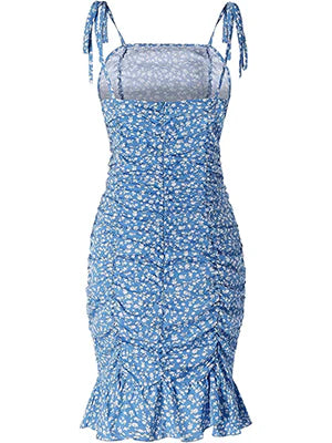 2026 Ruffled Pleated Floral Dress