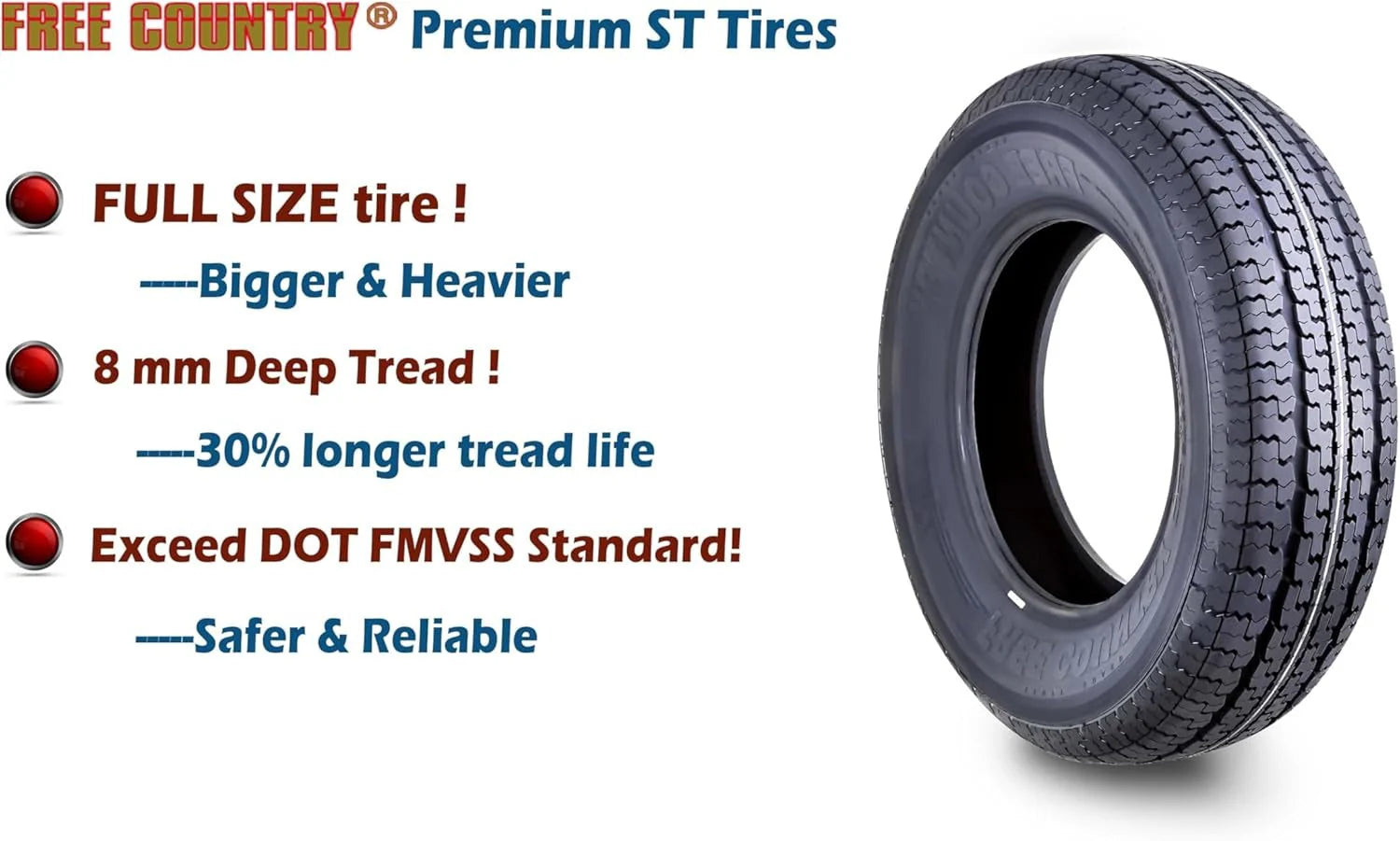 2026 Set of 4 heavy-duty trailer tires ST205/75R15 205 75 15 10-ply, load class E, steel-belted radial tires with abrasion protection