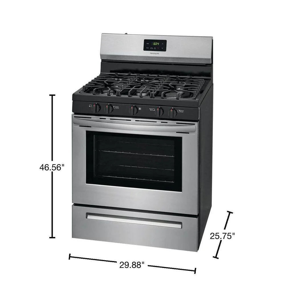 2026 Frigidaire 30 inch (76 cm) wide freestanding 5-burner stainless steel gas hob FCRG3052AS