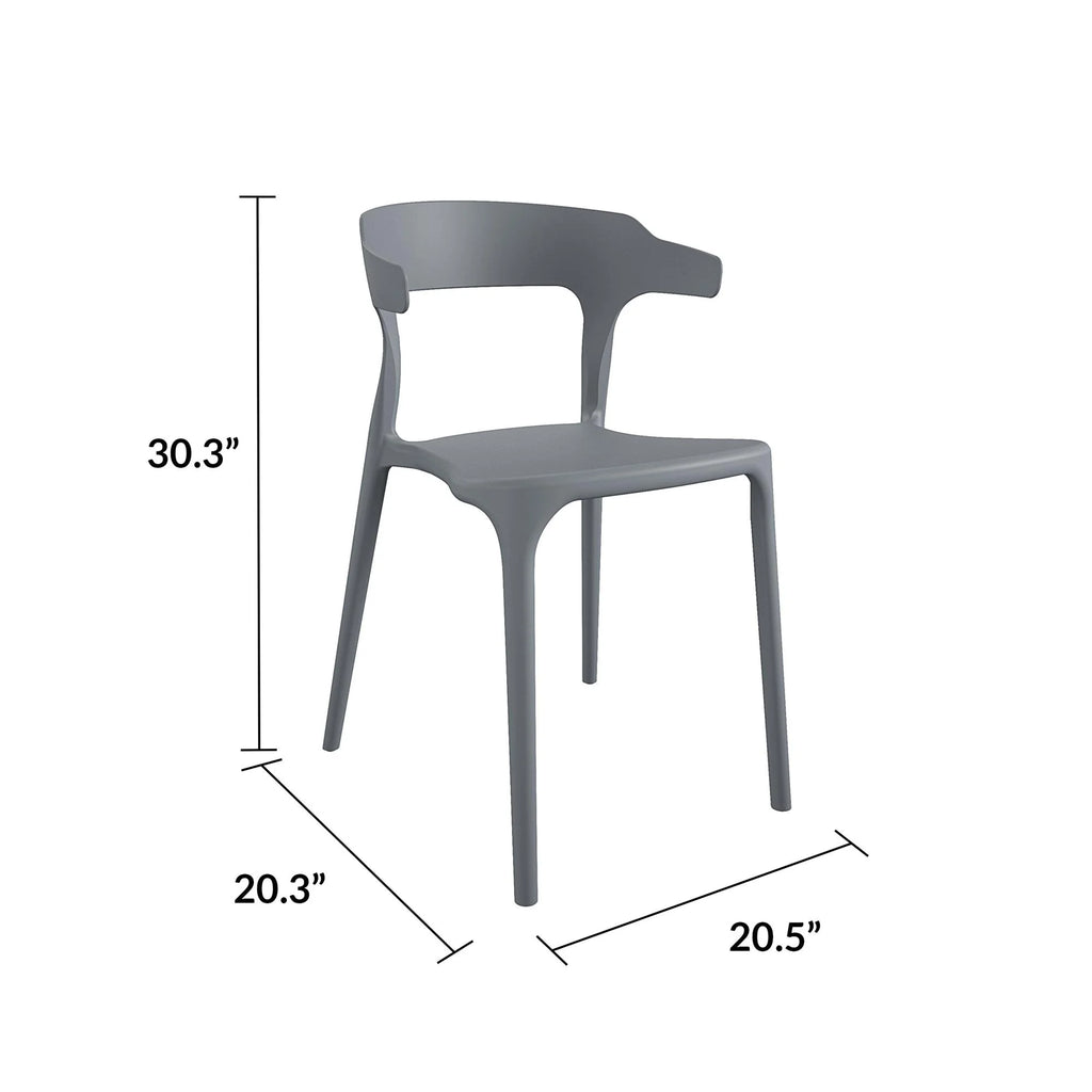 2026 Novogratz Poolside Collection, Felix Stacking Dining Chairs, Indoor/Outdoor, 4-Pack, Charcoal