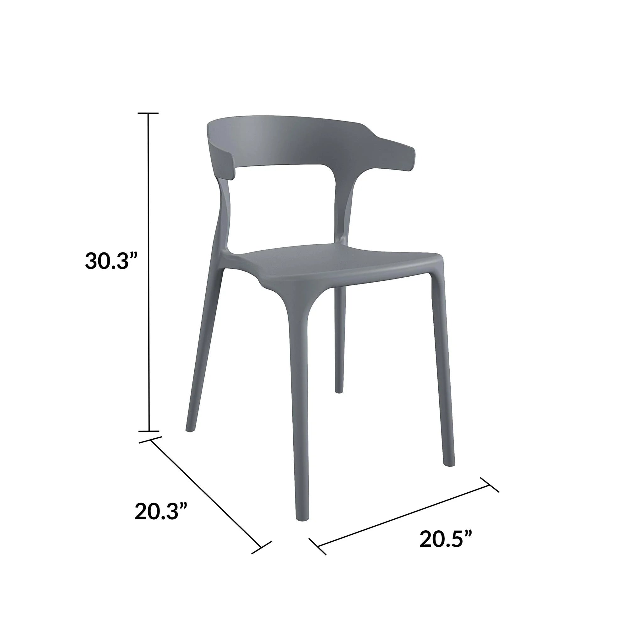 2026 Novogratz Poolside Collection, Felix Stacking Dining Chairs, Indoor/Outdoor, 4-Pack, Charcoal