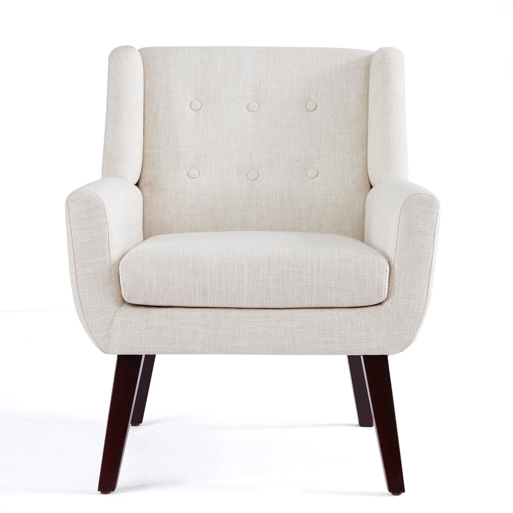 2026 HUIMO  Accent Chair, Button-Tufted Upholstered  Living Room Chairs,  Mid Century Modern Comfy Reading Chairs for Bedroom, Living Room, Beige