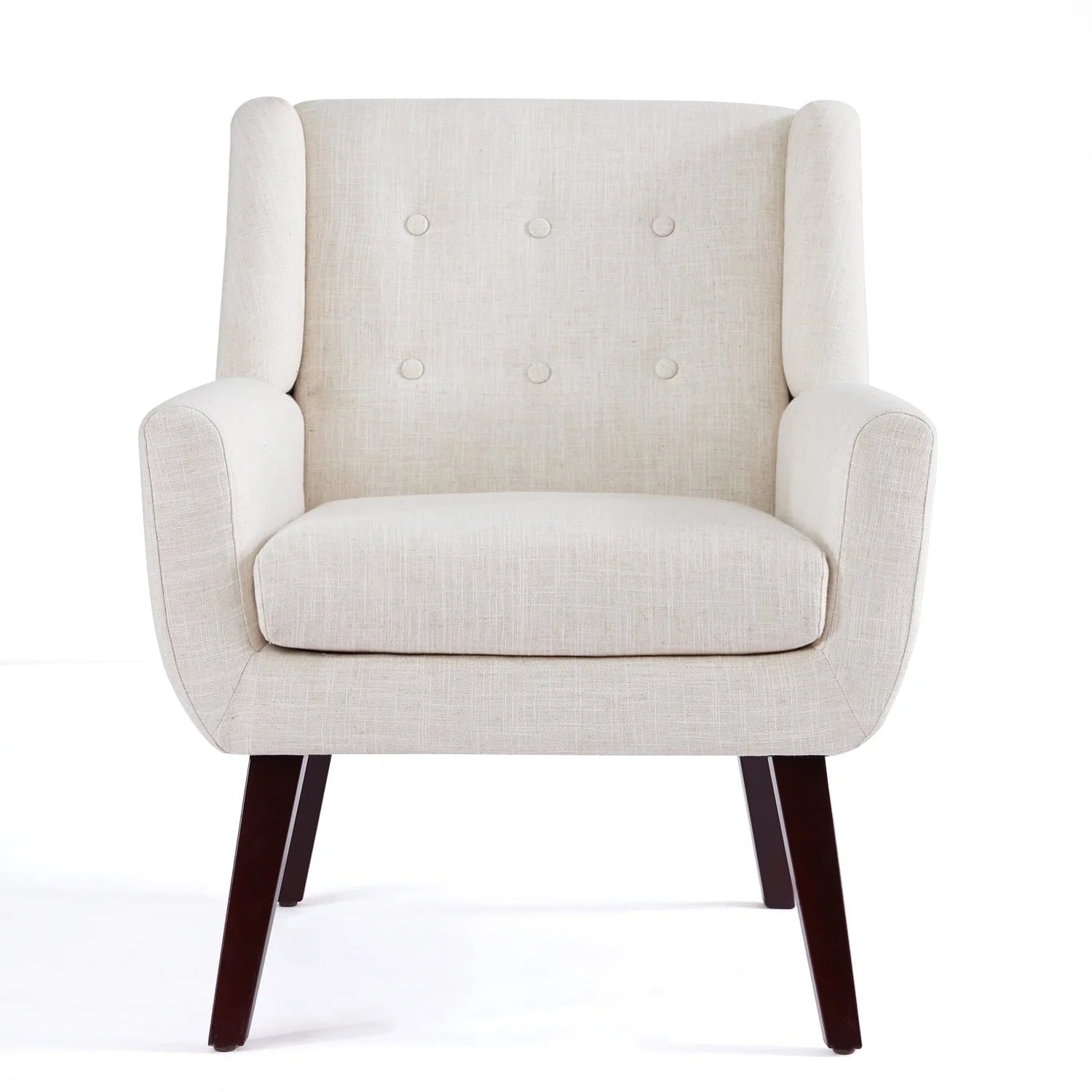 2026 HUIMO  Accent Chair, Button-Tufted Upholstered  Living Room Chairs,  Mid Century Modern Comfy Reading Chairs for Bedroom, Living Room, Beige