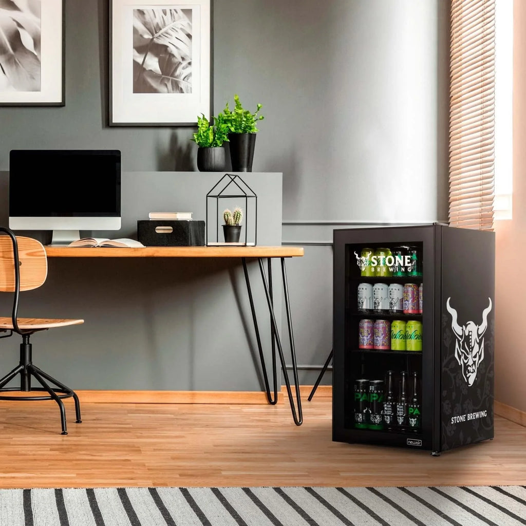 2026 Beverage Refrigerator Cooler | 126 Cans Free Standing with Right Hinge Glass Door | Mini Fridge Beverage Organizer Perfect For Beer, Wine, Soda, And Cooler Drinks