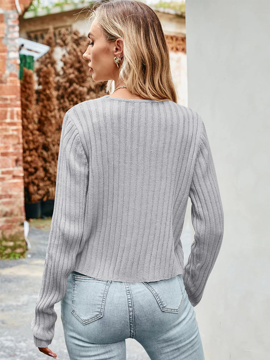 2026 Ribbed Button Cardigan