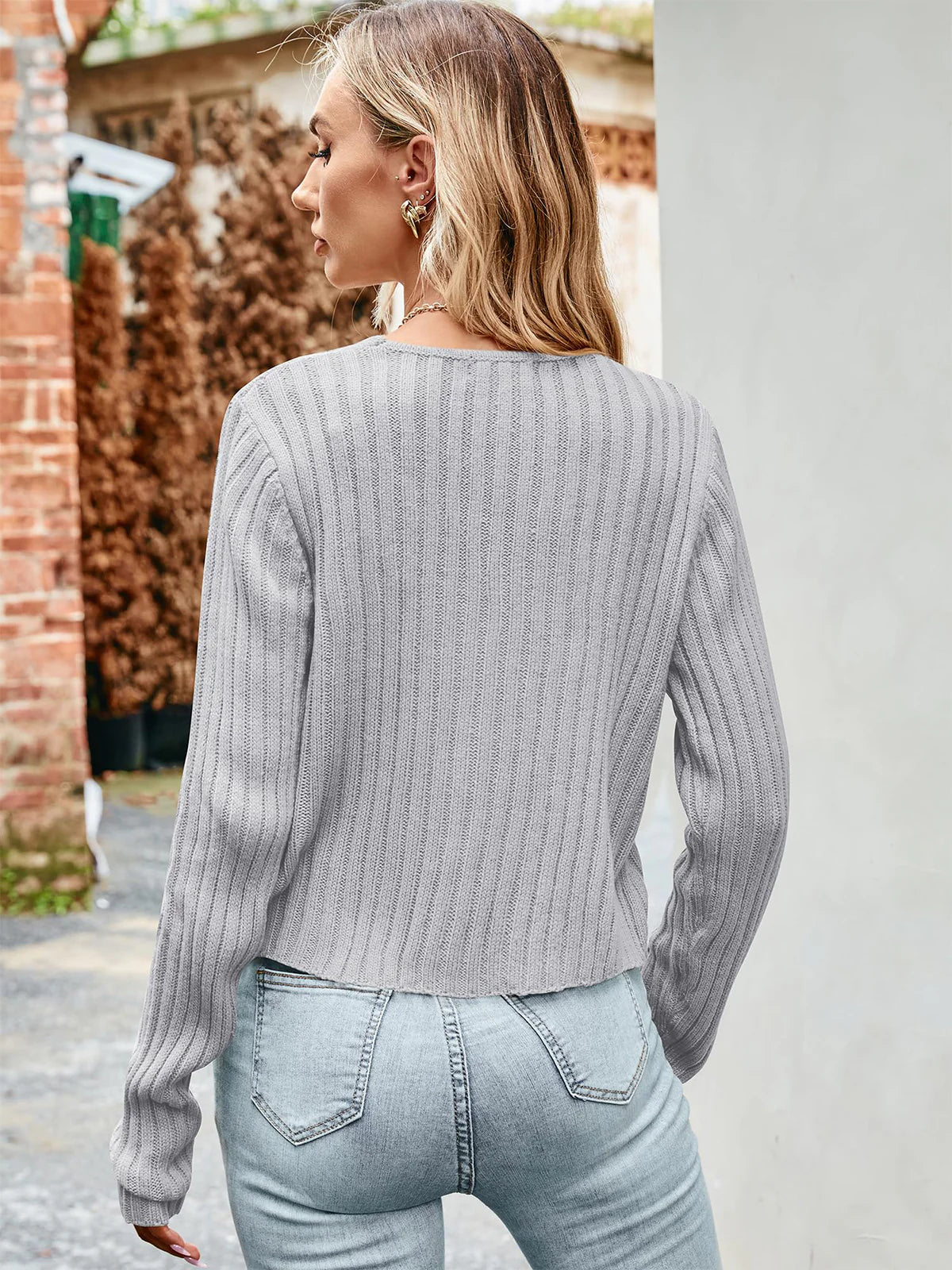 2026 Ribbed Button Cardigan