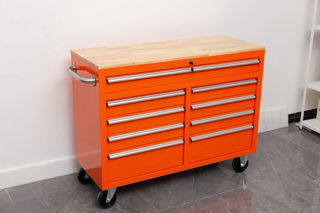 46" Rolling Tool Workbench – Heavy-Duty Mobile Storage Cabinet with 9 Drawers