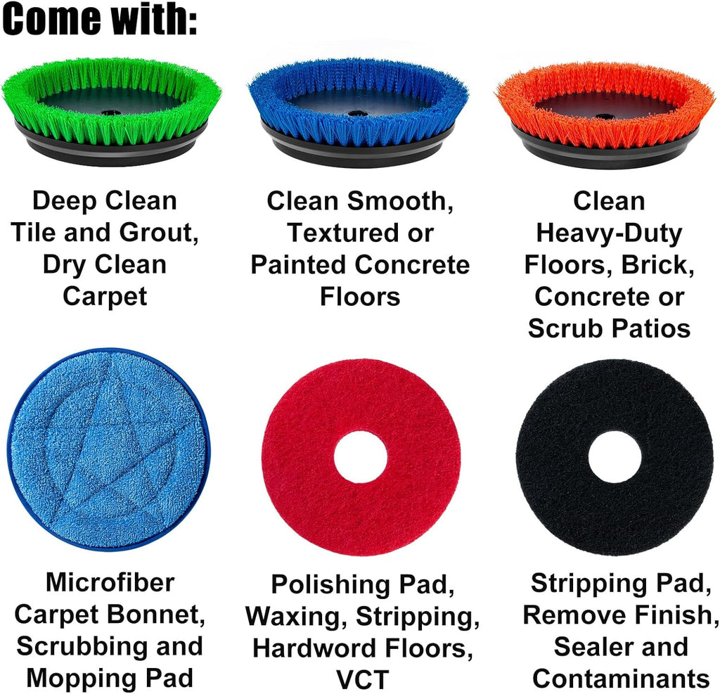 2026 Commercial Floor Scrubber Machine with Brushes and Pads, Heavy Duty Floor Buffer Polisher and Cleaner- Deep Cleaning Tile and Grout, Hardwood Floors and Carpets without Getting on Hands and Knees