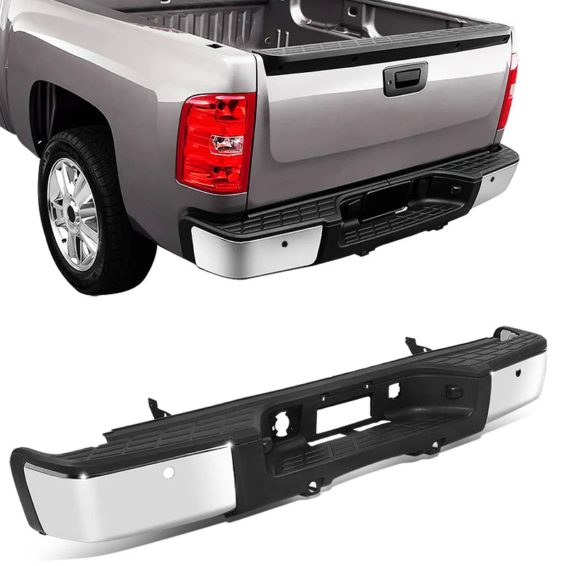 Rear Step Bumper w/Sensor Holes & Plate Lights  07-13 Chevy/GMC Silverado Sierra 1500