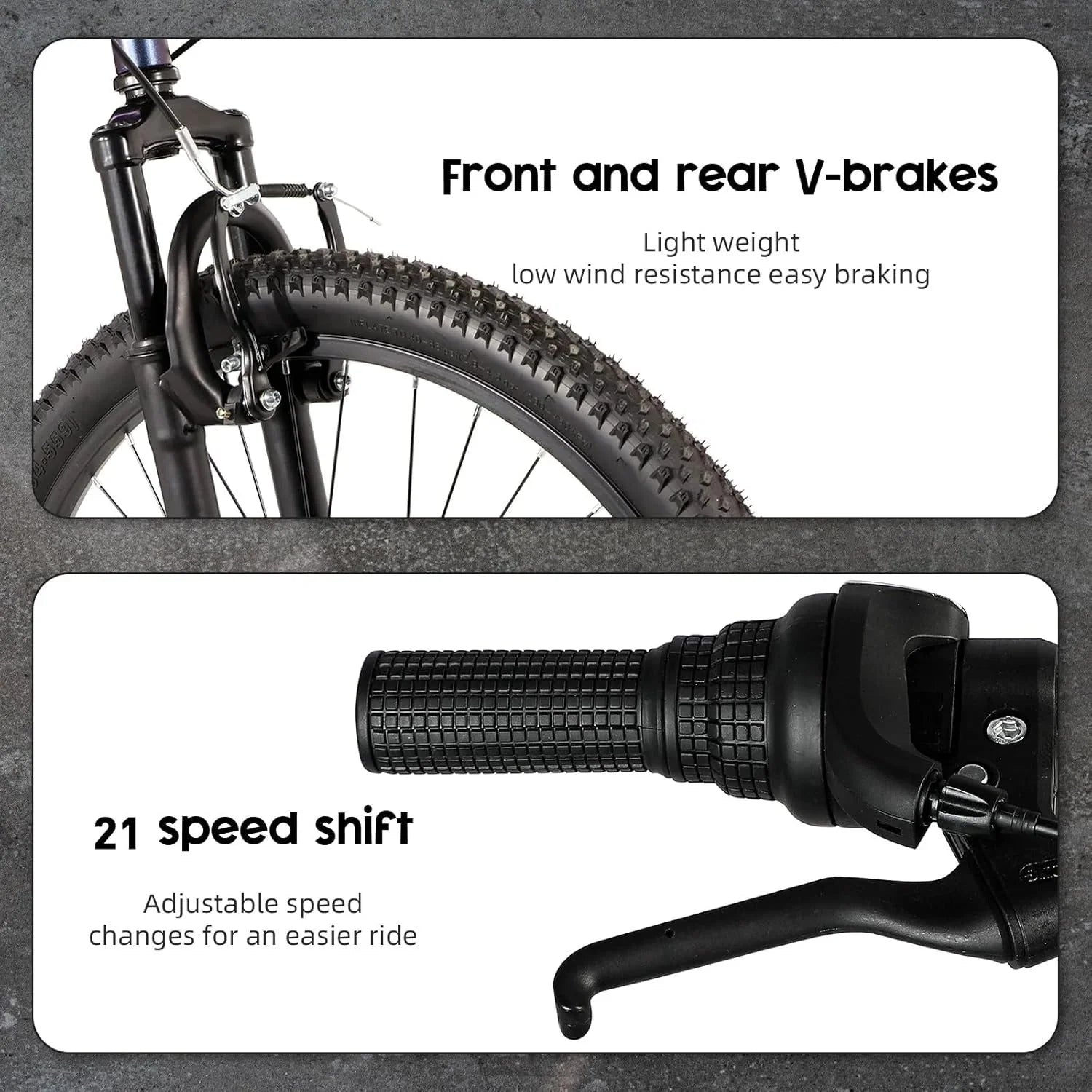 2026 Outroad 26 Inch Mountain Bike, 21-Speed/High-Carbon Steel/Aviation Grade Frame, Dual Disc/V Brake, Adjustable Ergonomic Seat Bycycle for Men Women Adult, Quick Assembly in 20 Minutes