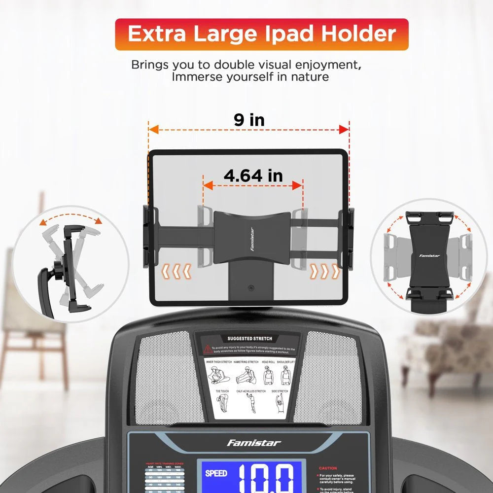 2026 Famistar Folding Treadmill for Home with 15 Levels Auto Incline, 300LB Capcity, 10MPH Fast Speed Controls