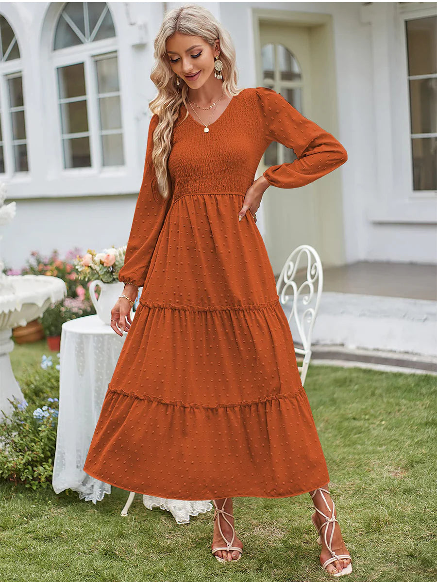 2026 Polka Dot Lock Trim High Waist Dress