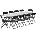 2026 Ktaxon 6ft White Folding Table and 10 Pack Folding Chairs Black, Plastic Table and Chair Set