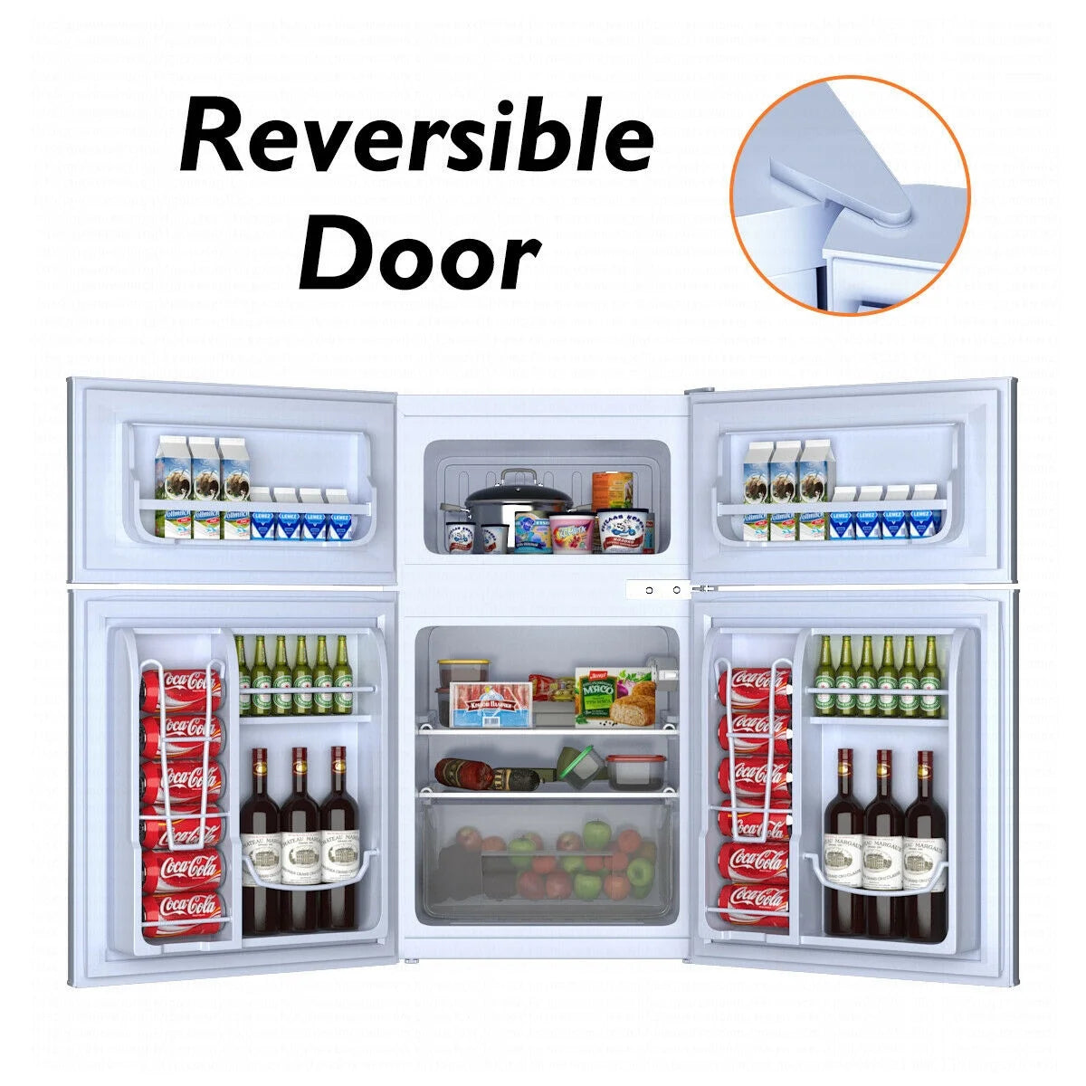 2026 Costway Refrigerator Small Freezer Cooler Fridge Compact 3.2 cu ft. Unit, Grey