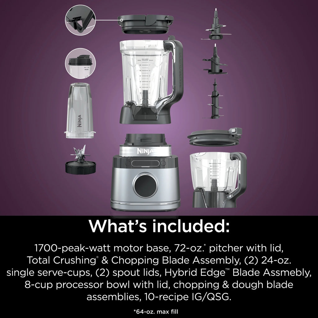 2026 Ninja Detect Kitchen System Power Blender + Processor with Blend Sense Technology, Silver, TB400