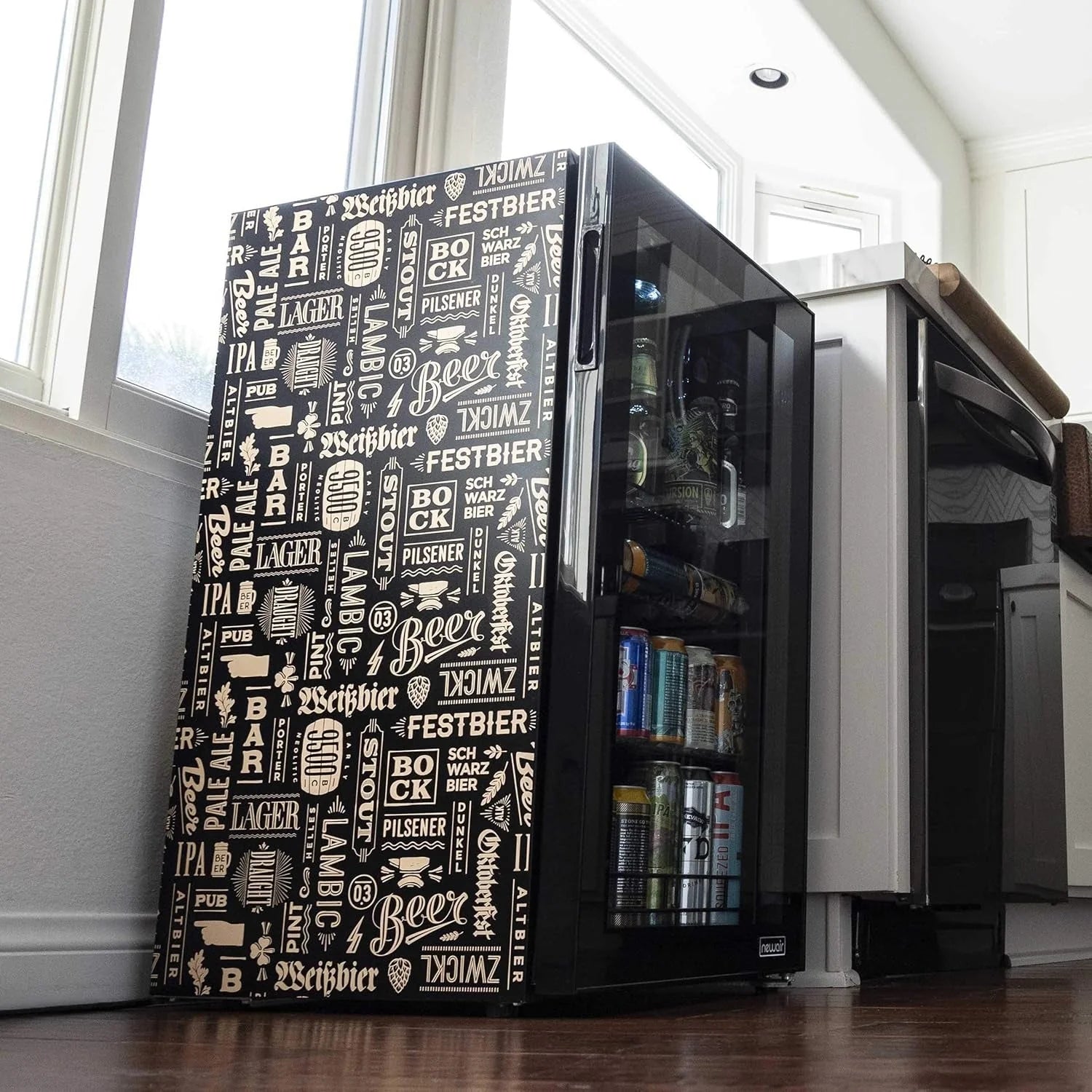 2026 Beverage Refrigerator Cooler | 126 Cans Free Standing with Right Hinge Glass Door | Mini Fridge Beverage Organizer Perfect For Beer, Wine, Soda, And Cooler Drinks