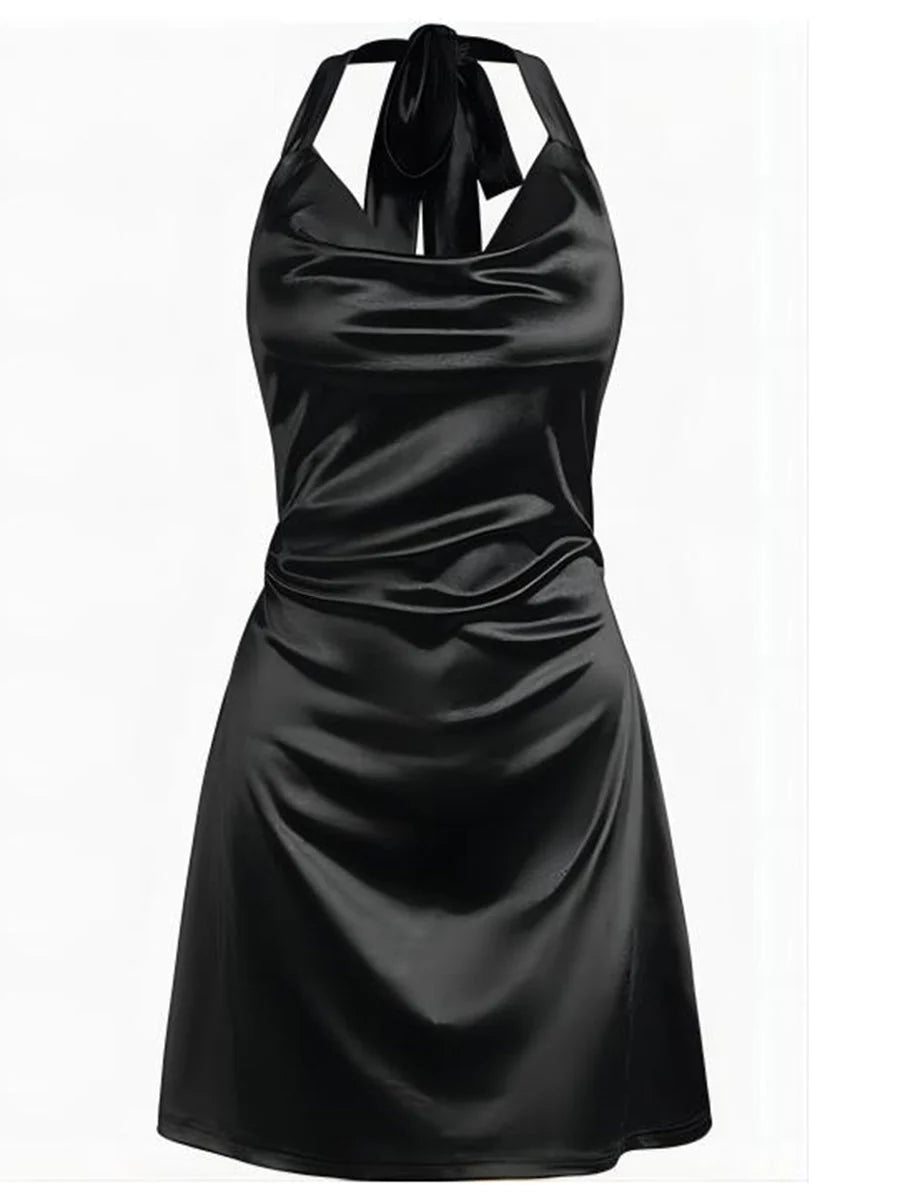 2026 Halterneck Satin Mini Dress