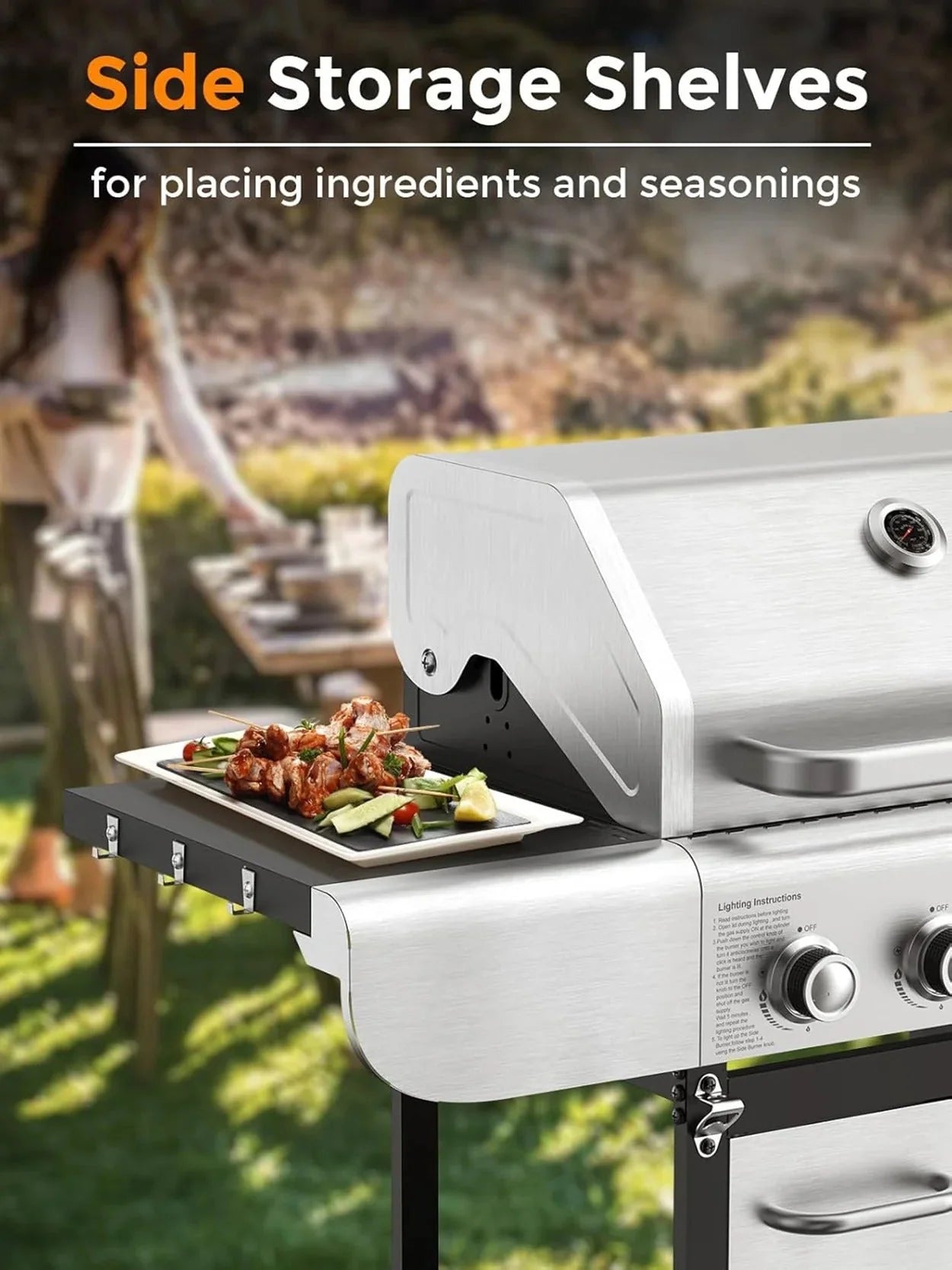 2026 4-Burner BBQ Propane Gas Grill, 44000 BTU