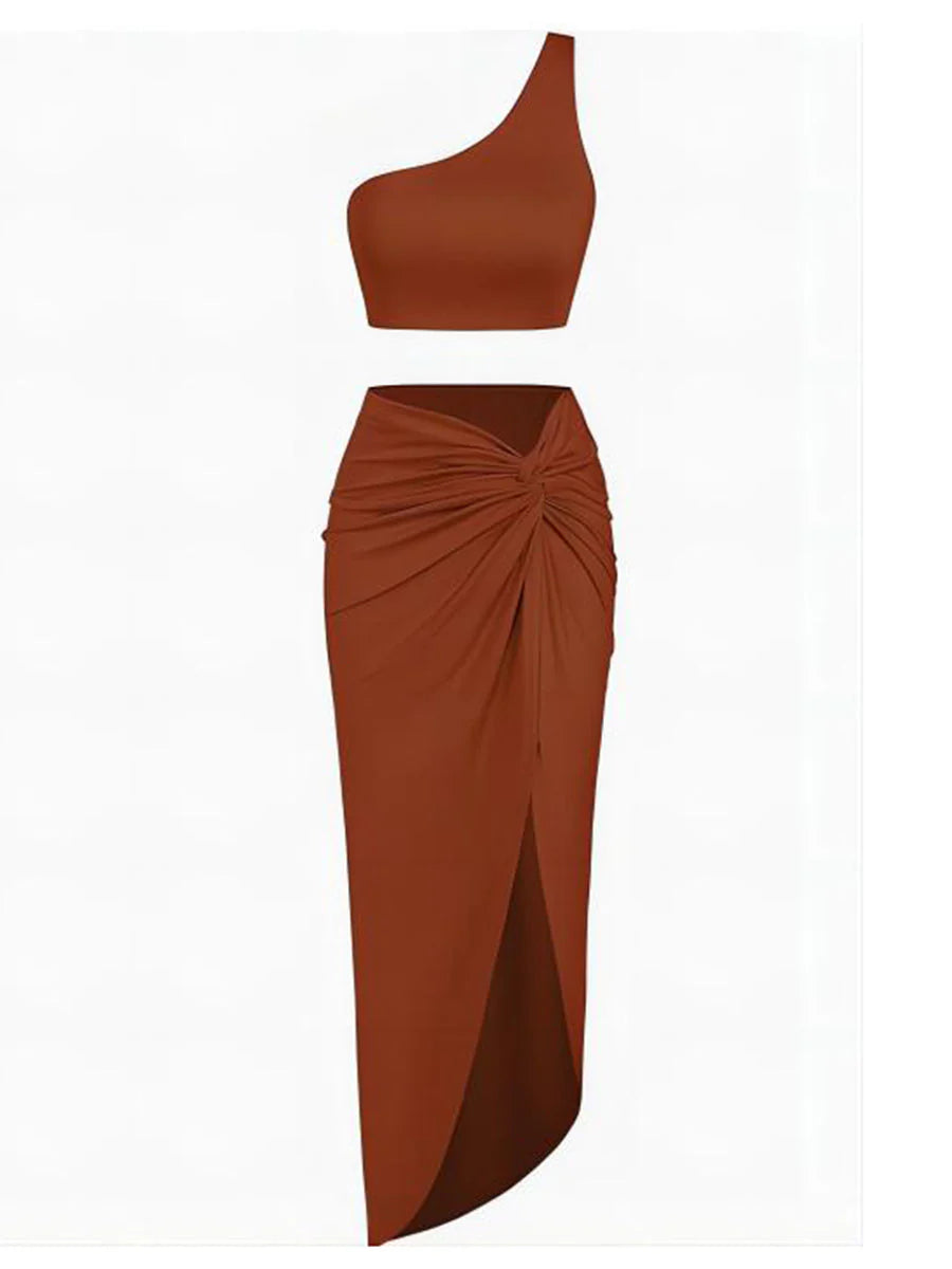 2026 High-Slit Twist Skirt Dress Set