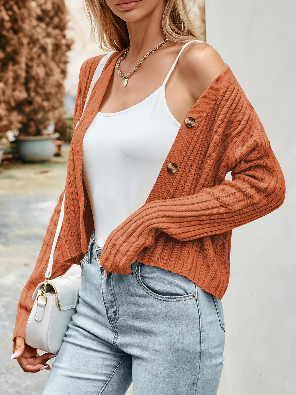 2026 Ribbed Button Cardigan