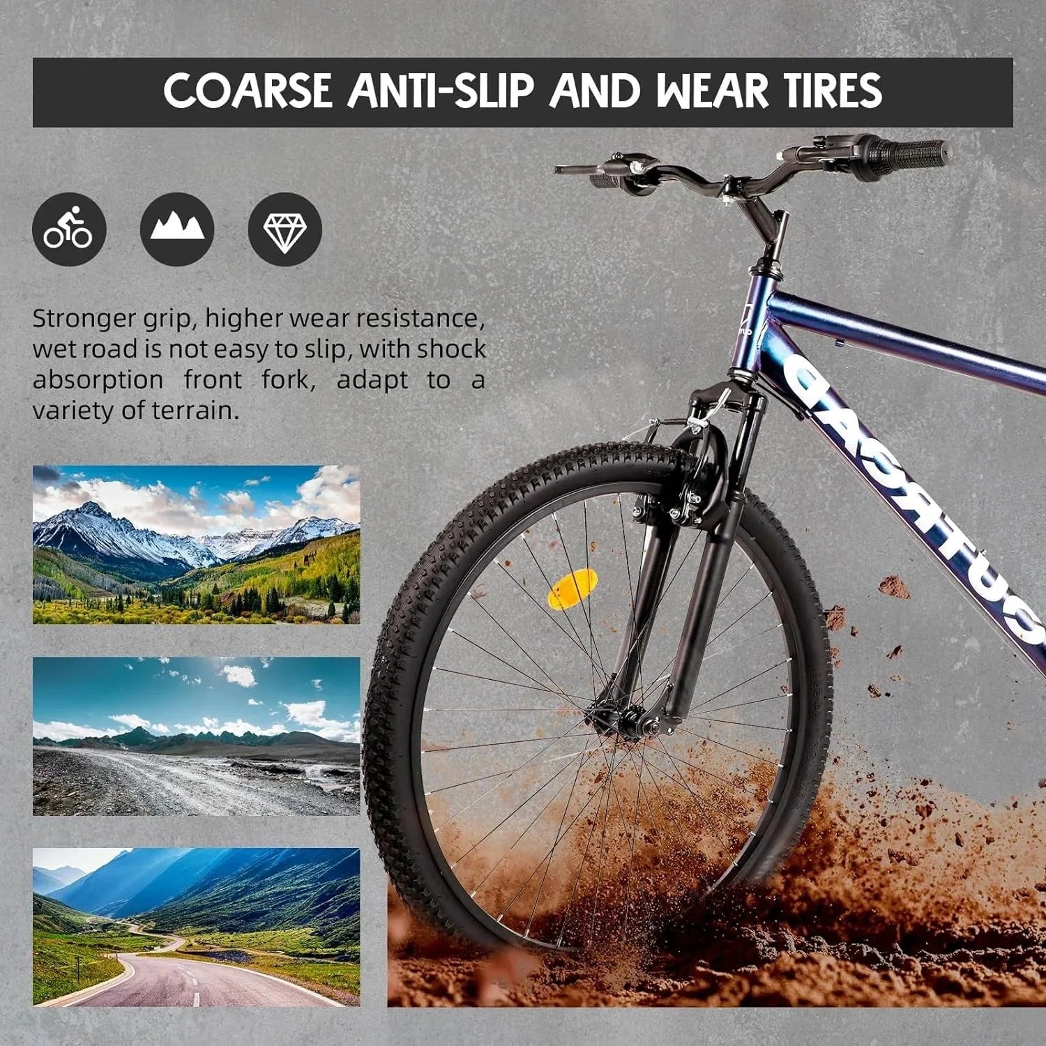 2026 Outroad 26 Inch Mountain Bike, 21-Speed/High-Carbon Steel/Aviation Grade Frame, Dual Disc/V Brake, Adjustable Ergonomic Seat Bycycle for Men Women Adult, Quick Assembly in 20 Minutes