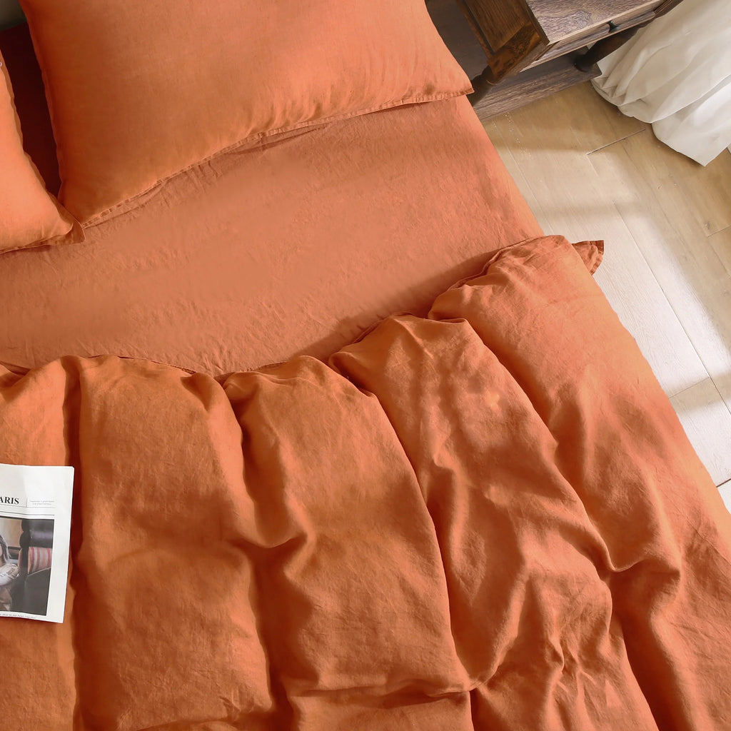 2026 100% Pure Linen Duvet Cover with Button Closure and Corner Ties Soft & Breathable - Natural Full/Queen