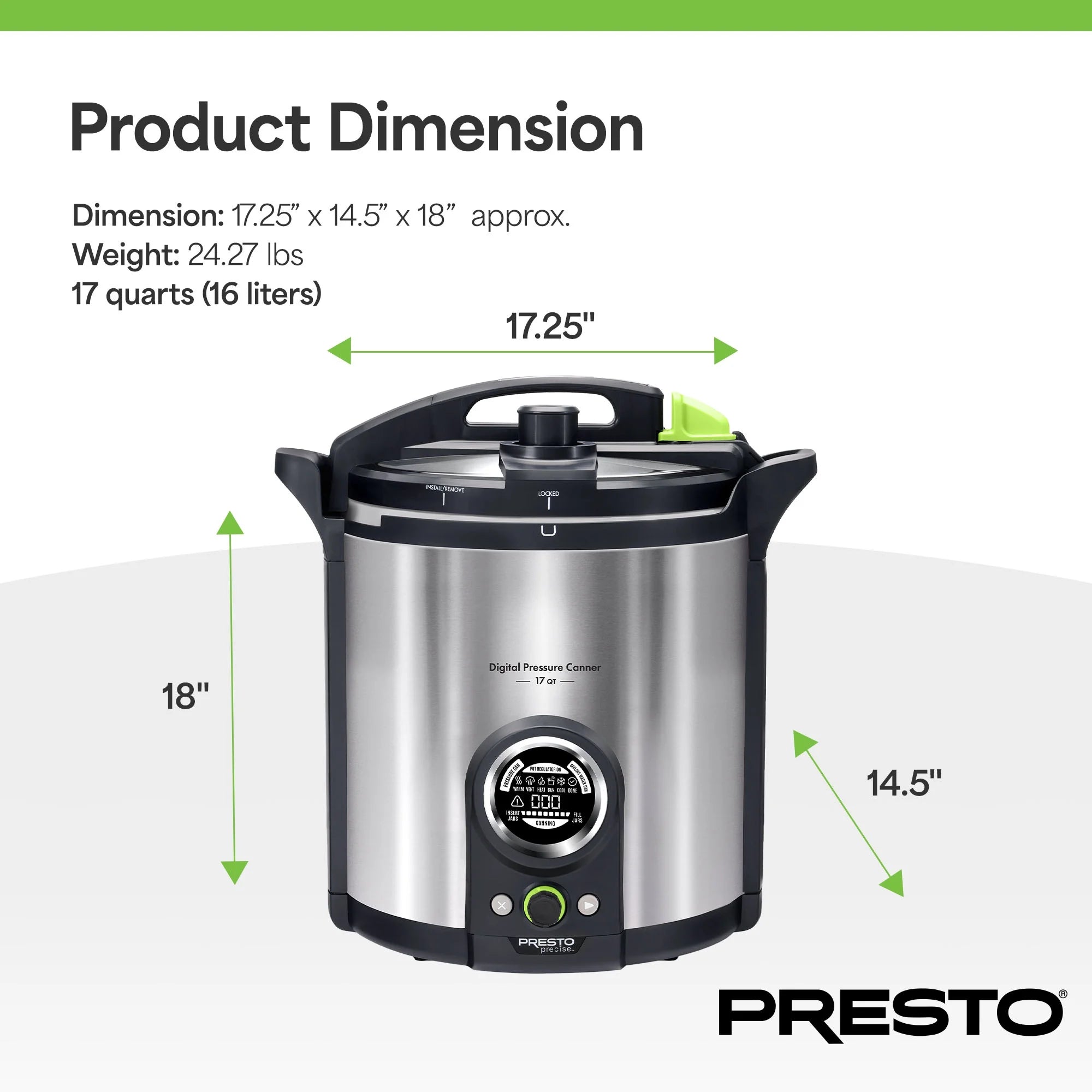 2026 Presto Precise 02152 17 Qt Stainless Steel Electric Pressure Canner, Silver