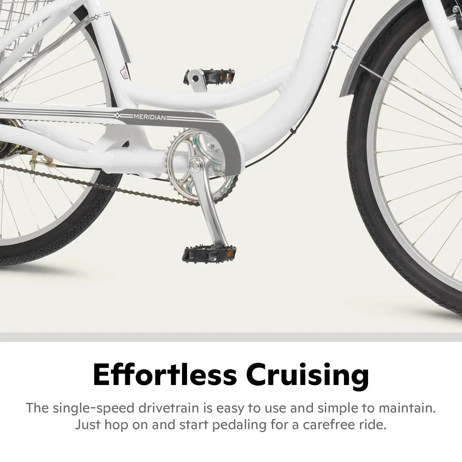 2026 2025 Schwinn Meridian Adult Tricycle, Men's and Women's Beach Cruiser, 26-inch Wheels, Low Step-Through, Wide Saddle, Folding Rear Basket.