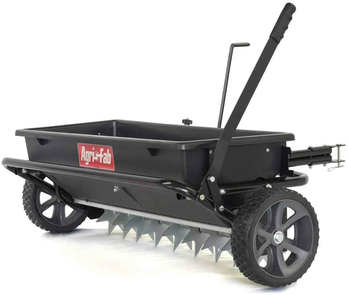 2026 100 lb (approx. 45 kg) trailed lawn and garden spreader/seeder/fertilizer spreader for seeds, fertilizer, salt, road salt; designed to be pulled behind lawn and garden tractors