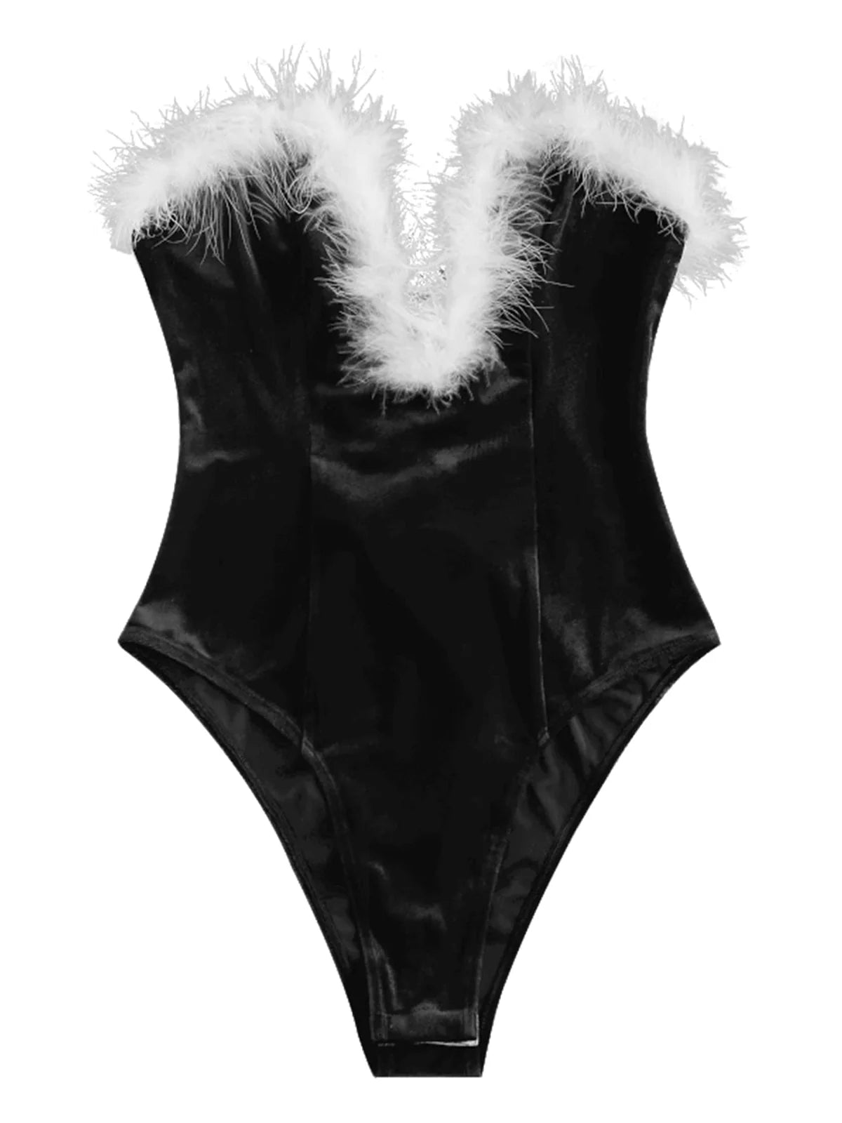 2026 Faux Fur Strapless Red Santa Dress